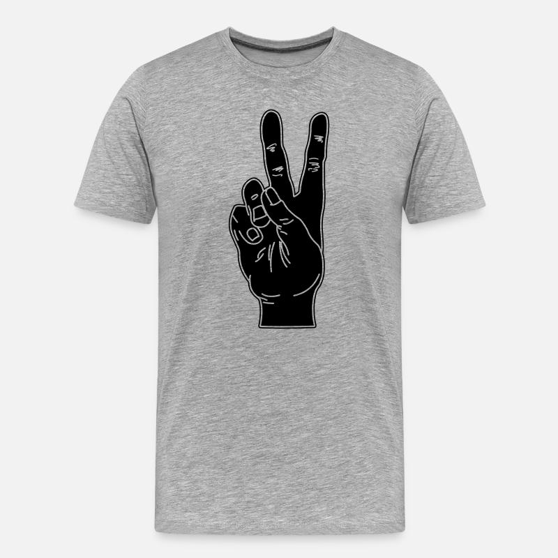 Black hand gesture peace - Men's Premium Organic T-Shirt - heather grey