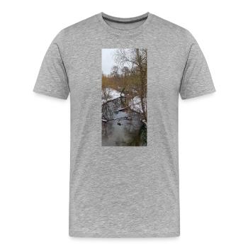 Rivière d’hiver dans le brouillard - T-shirt bio Premium Homme - gris chiné - Devant - Damien (186cm)