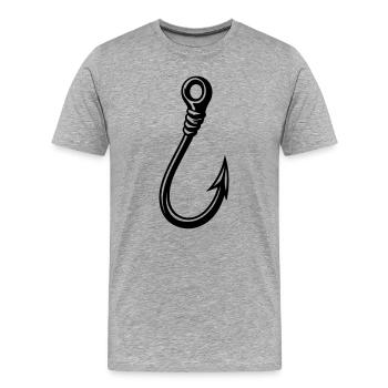 Fish hook icon - Men's Premium Organic T-Shirt - heather grey - Front - Damien (186cm)