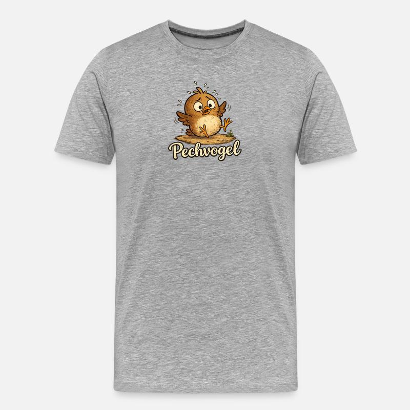 Pechvogel - süßer kleiner trotteliger Vogel - Männer Premium Bio T-Shirt - Grau meliert