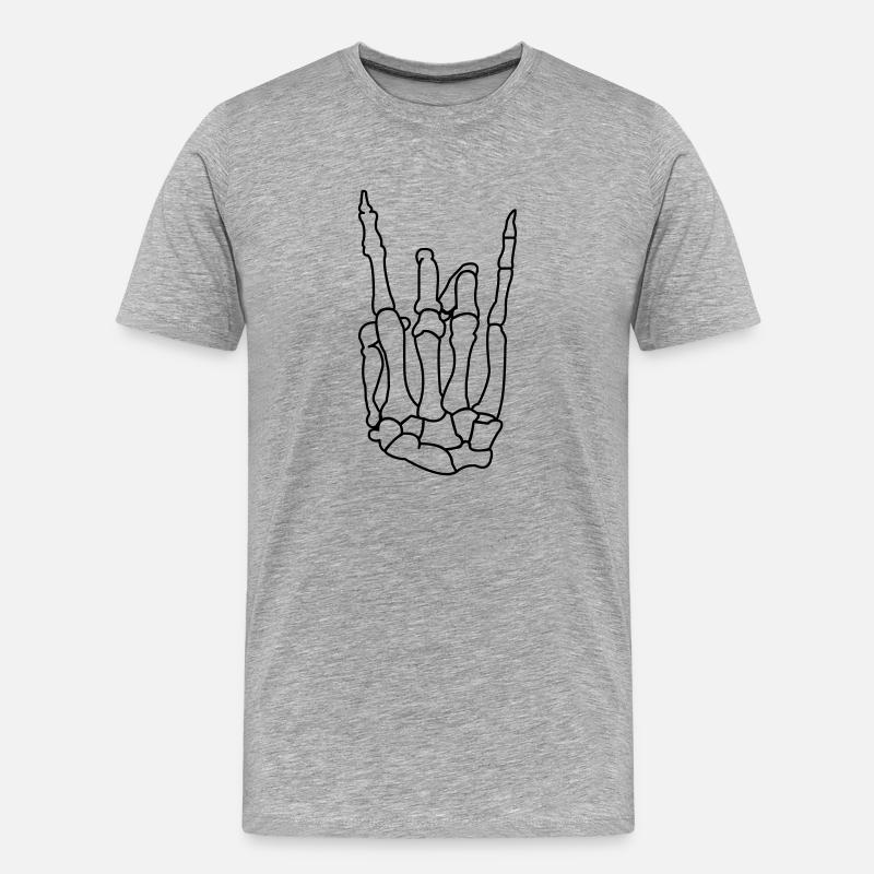 skull_hand_01 - Männer Premium Bio T-Shirt - Grau meliert