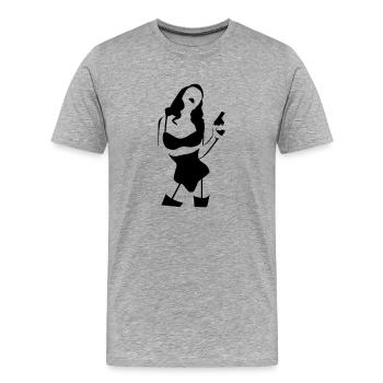 pin-up with gun - T-shirt bio Premium Homme - gris chiné - Devant - Damien (186cm)