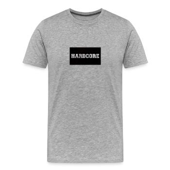 Hardcore logo - Männer Premium Bio T-Shirt - Grau meliert - Vorne - Damien (186cm)
