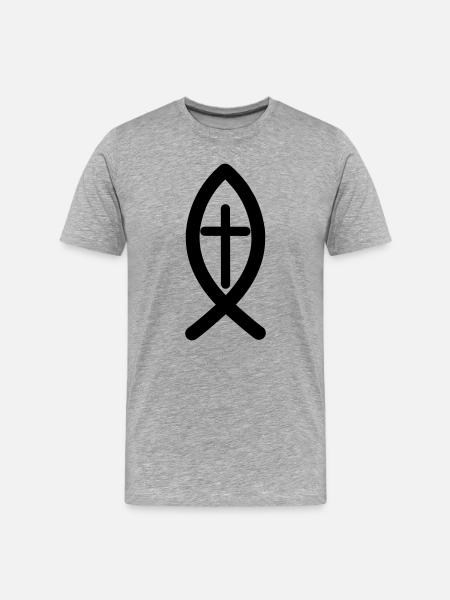 Jesus symbol - Men's Premium Organic T-Shirt - heather grey