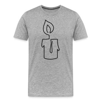 Croquis de bougie allumée – motif élégant - T-shirt bio Premium Homme - gris chiné - Devant - Damien (186cm)