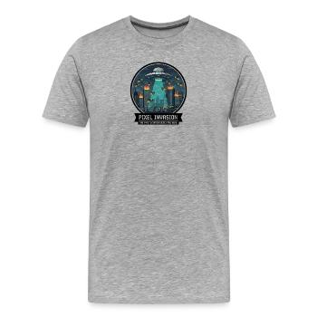 Guerre de la ville d’invasion des pixels - T-shirt bio Premium Homme - gris chiné - Devant - Damien (186cm)