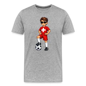 Football Young Switzerland Fan Swiss Flag - Men's Premium Organic T-Shirt - heather grey - Front - Damien (186cm)