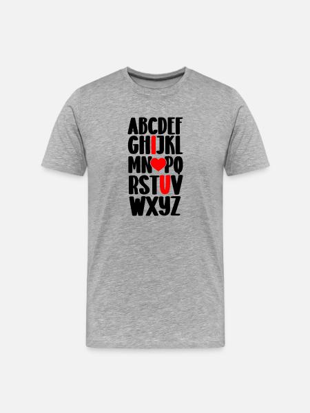 Alphabet, ich liebe dich - Männer Premium Bio T-Shirt - Grau meliert