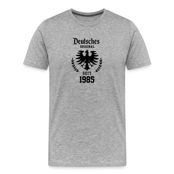 1985 - Geburtstag - Birthday - Geburt - Ehrentag - Männer Premium Bio T-Shirt - Grau meliert - Vorne - Damien (186cm)