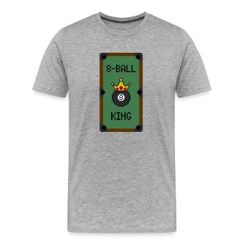 Retro 8-Bit 8-Ball King (Table) - Männer Premium Bio T-Shirt - Grau meliert - Vorne - Damien (186cm)