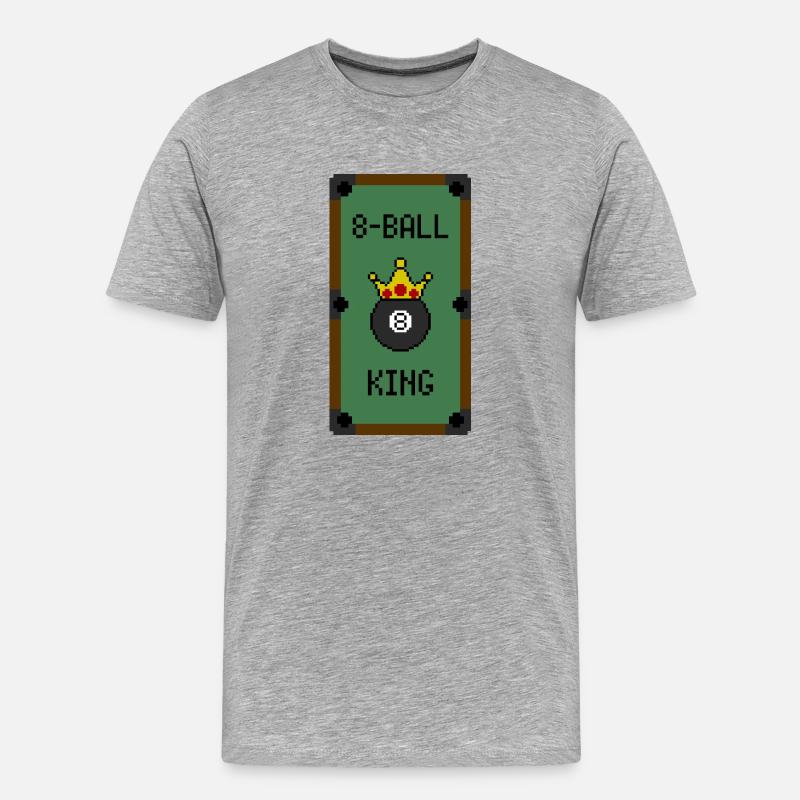 Retro 8-Bit 8-Ball King (Table) - Männer Premium Bio T-Shirt - Grau meliert