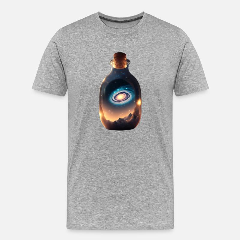 Die Milchstrasse in einer Flasche - Männer Premium Bio T-Shirt - Grau meliert