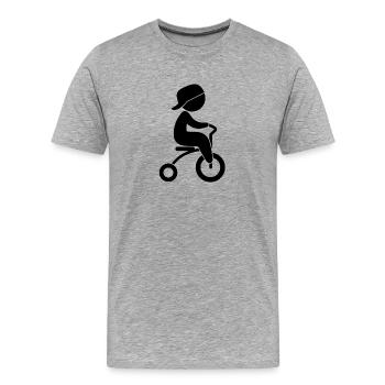 Junge, der sein Dreiräder reitet - Männer Premium Bio T-Shirt - Grau meliert - Vorne - Damien (186cm)