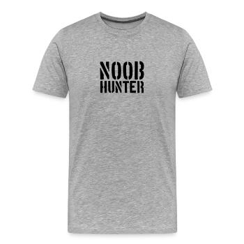 Tireur Noob Hunter Logo - T-shirt bio Premium Homme - gris chiné - Devant - Damien (186cm)
