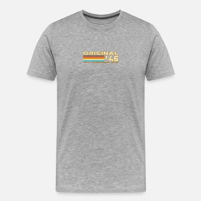 Originale 46 Pastellstreifen - Männer Premium Bio T-Shirt - Grau meliert