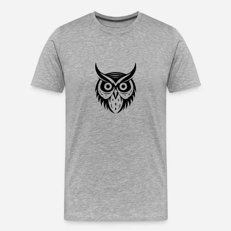 Eule Tier - Männer Premium Bio T-Shirt - Grau meliert