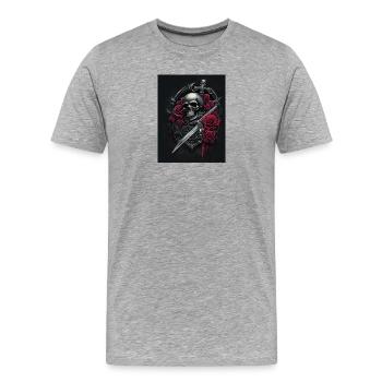 Heavy Metal 18 - T-shirt bio Premium Homme - gris chiné - Devant - Damien (186cm)