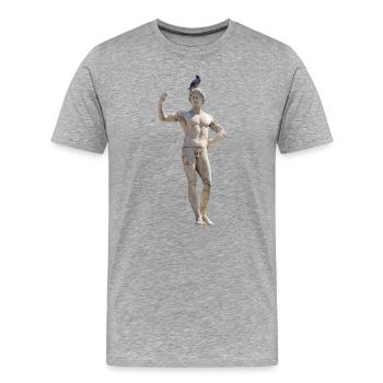 römische Statue mit Taube auf dem Kopf - Männer Premium Bio T-Shirt - Grau meliert - Vorne - Damien (186cm)