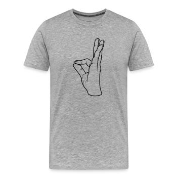 Geste de la main parfait très savoureux - T-shirt bio Premium Homme - gris chiné - Devant - Damien (186cm)