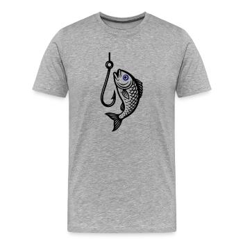 Hameçon Icône de poisson - T-shirt bio Premium Homme - gris chiné - Devant - Damien (186cm)