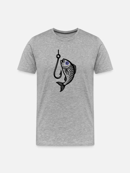 Fish Hook Fish Icon - Men's Premium Organic T-Shirt - heather grey