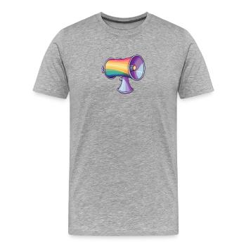 Pride Megaphone - Männer Premium Bio T-Shirt - Grau meliert - Vorne - Damien (186cm)
