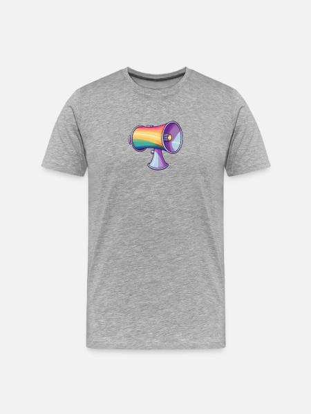 Pride Megaphone - Männer Premium Bio T-Shirt - Grau meliert