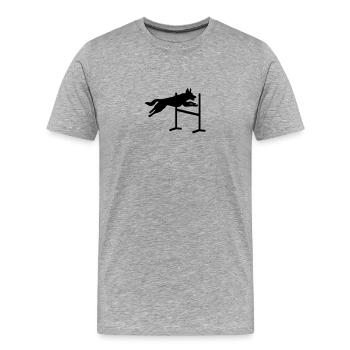Hund Agility - Männer Premium Bio T-Shirt - Grau meliert - Vorne - Damien (186cm)