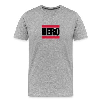Cool Super Hero Logo Design - Männer Premium Bio T-Shirt - Grau meliert - Vorne - Damien (186cm)