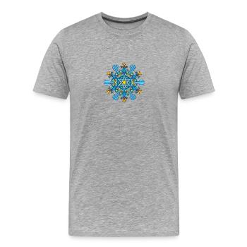 Flocons de neige Mandala - T-shirt bio Premium Homme - gris chiné - Devant - Damien (186cm)