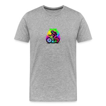Astronaute à vélo - T-shirt bio Premium Homme - gris chiné - Devant - Damien (186cm)