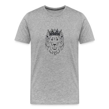 Crowned Lion – Power & Self-Confidence - Men's Premium Organic T-Shirt - heather grey - Front - Damien (186cm)