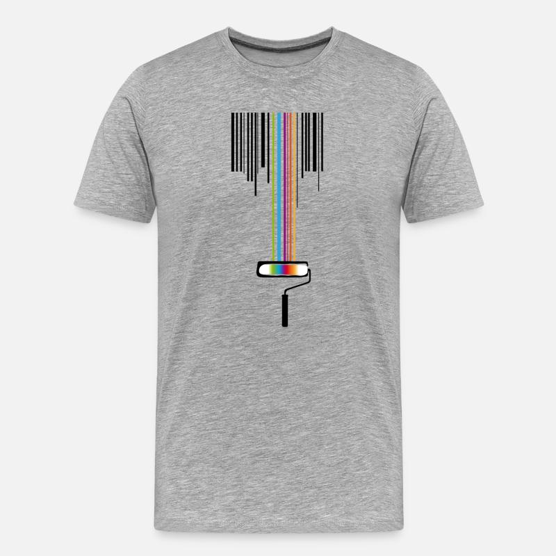 Farbrolle mit Strichcode - Männer Premium Bio T-Shirt - Grau meliert