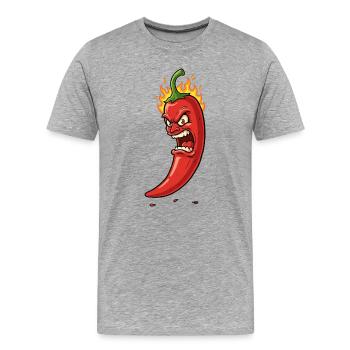 Chili Flamme Furieuse - T-shirt bio Premium Homme - gris chiné - Devant - Damien (186cm)