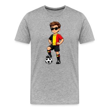 Football Boy Fan Belgique Drapeau belge - T-shirt bio Premium Homme - gris chiné - Devant - Damien (186cm)