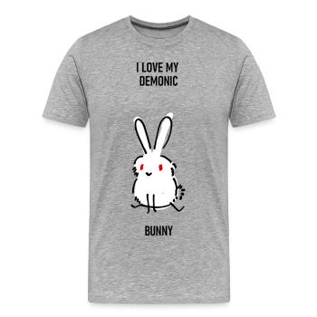 Lustiges, lustiges Bild eines bösen Kaninchens / Kaninchens - Männer Premium Bio T-Shirt - Grau meliert - Vorne - Damien (186cm)