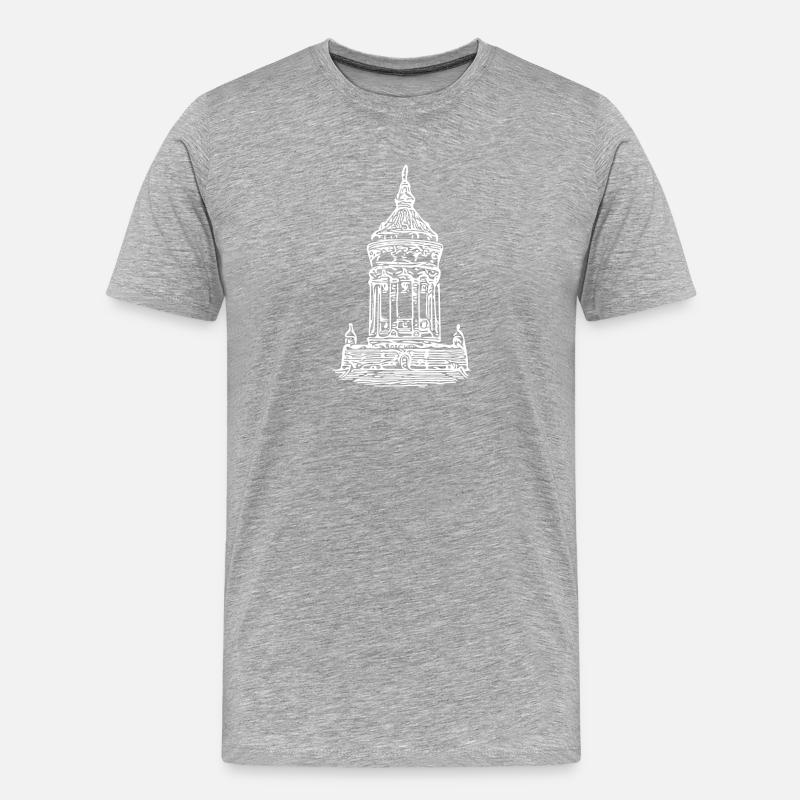 Mannheim Wasserturm - Männer Premium Bio T-Shirt - Grau meliert