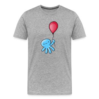 Niedliche kleine Kawaii Oktopus Ballon Meer Kraken - Männer Premium Bio T-Shirt - Grau meliert - Vorne - Damien (186cm)