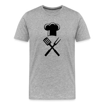 Chef Cutlery - Men's Premium Organic T-Shirt - heather grey - Front - Damien (186cm)