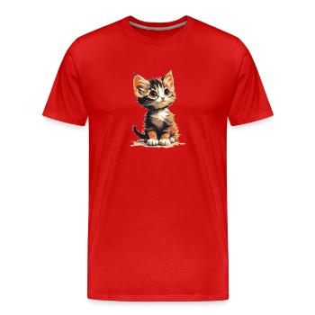 Kätzchen - Männer Premium Bio T-Shirt - Rot - Vorne - Damien (186cm)
