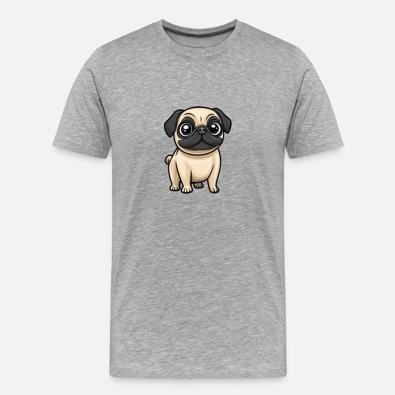 Mops Hund Comic Baby - Männer Premium Bio T-Shirt - Grau meliert