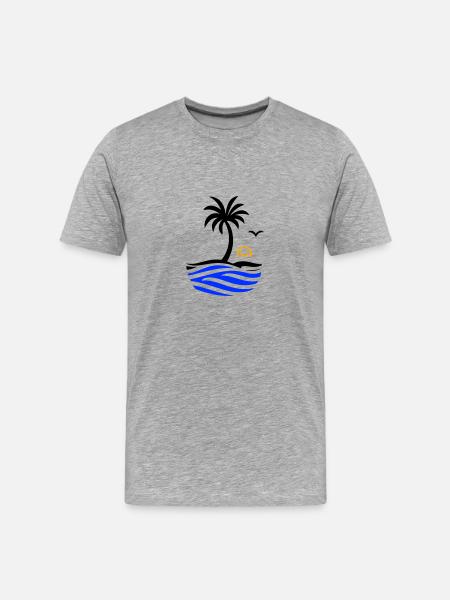 Ocean Palm Tree Summer - Men's Premium Organic T-Shirt - heather grey