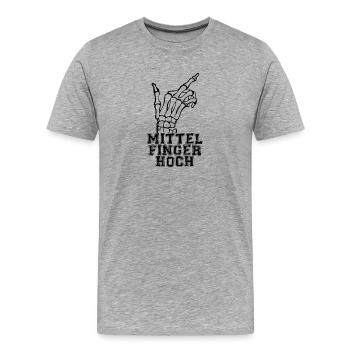 Moyen doigt haut - T-shirt bio Premium Homme - gris chiné - Devant - Damien (186cm)
