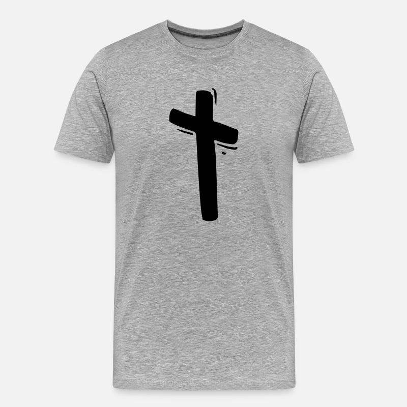 Jesus Kreuz Gott Kirche - Männer Premium Bio T-Shirt - Grau meliert