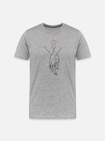 handen paar hart - Mannen premium biologisch T-shirt - grijs gemêleerd