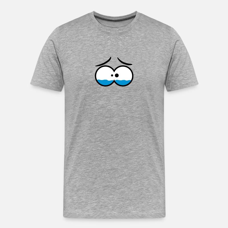 Sad Crying Comic Eyes - Männer Premium Bio T-Shirt - Grau meliert