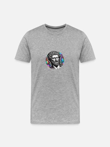 Marcus Aurelius the philosopher - Männer Premium Bio T-Shirt - Grau meliert