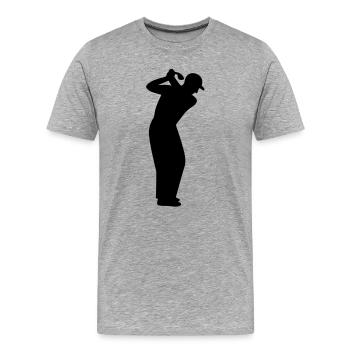 Golfer beim Abschlag - Männer Premium Bio T-Shirt - Grau meliert - Vorne - Damien (186cm)