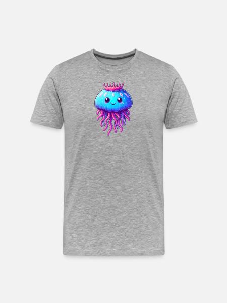 Une méduse avec une couronne - T-shirt bio Premium Homme - gris chiné