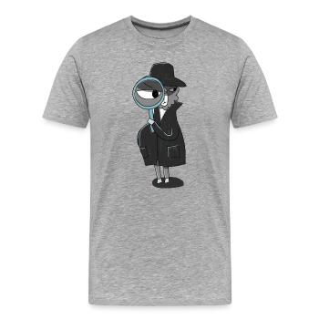 Lama-Detektiv mit Lupe - Männer Premium Bio T-Shirt - Grau meliert - Vorne - Damien (186cm)